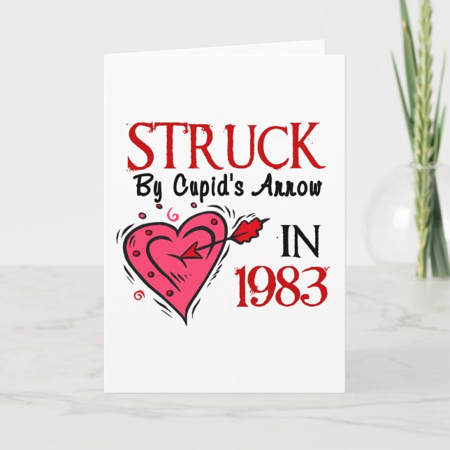 Struck By Cupid’s Arrow In 1983 Holiday Card (Front)