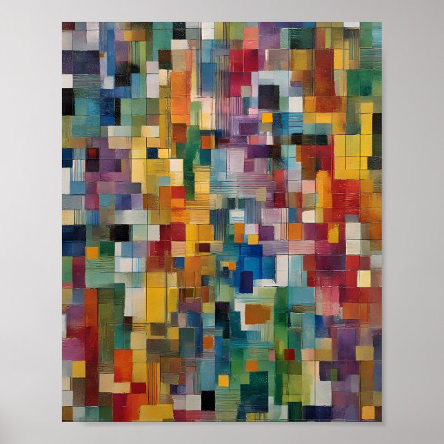 Structural Chaos Art: Technical Grid Break Tile Poster (Front)