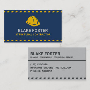Structural Contractor Hardhat Dark Blue Business Card