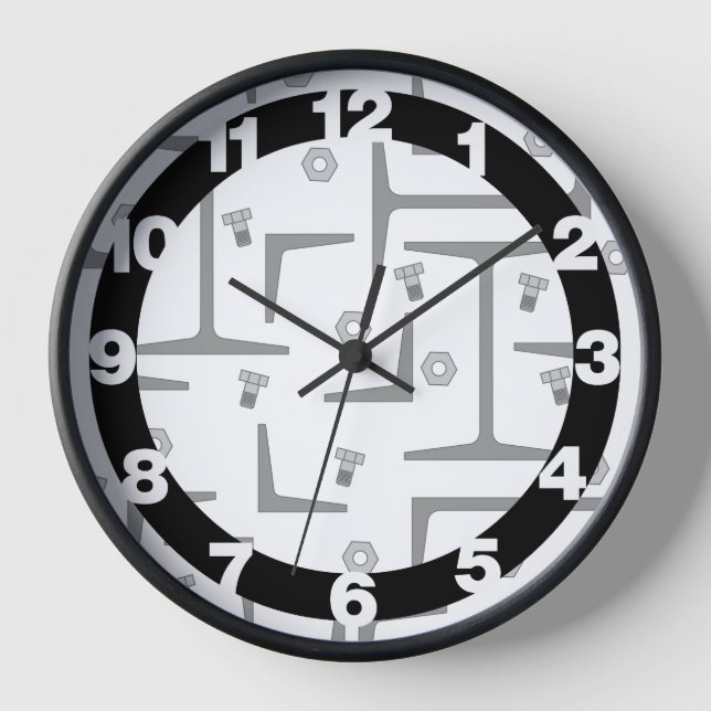 Structural Steel Drawing Pattern Clock (Front)
