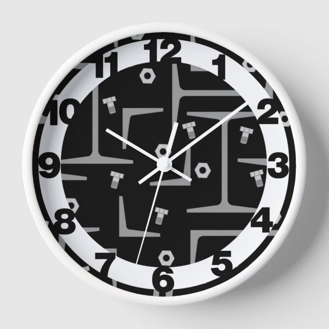 Structural Steel Drawing Pattern Clock (Front)