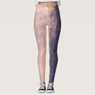Structured Art Style Pink Navy Blue Leggings