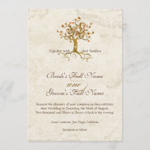 strudel tree roots antiqued with monogram invitation