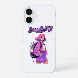 Strum the City! Play Your Power! – Trendy Pink Art iPhone 16 Case
