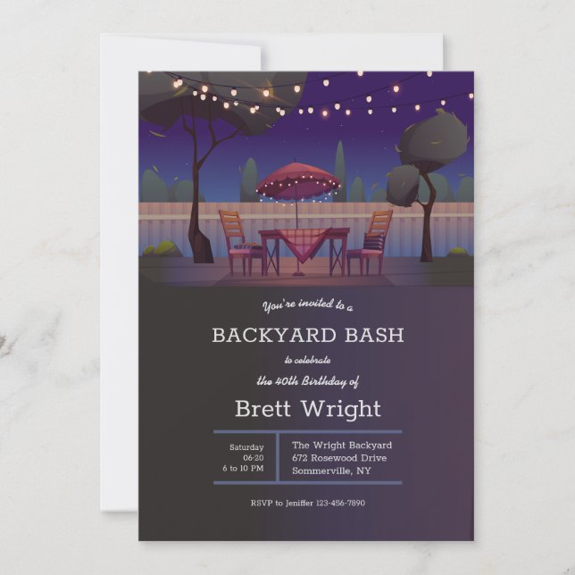 Strung Lights Backyard Party Invitation (Front)