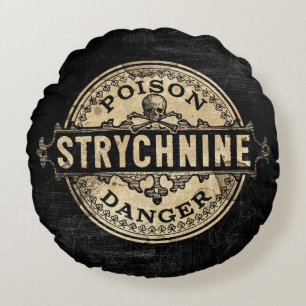 Strychnine Vintage Style Poison Label Round Cushion