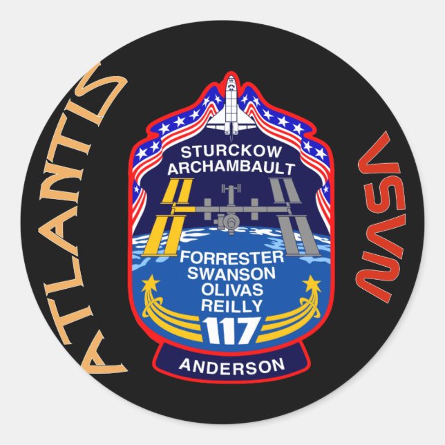 STS 117 Atlantis Classic Round Sticker (Front)