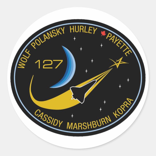 STS-127 Mission Patch Classic Round Sticker (Front)