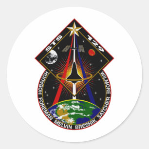 STS 129 Flight Patch Classic Round Sticker