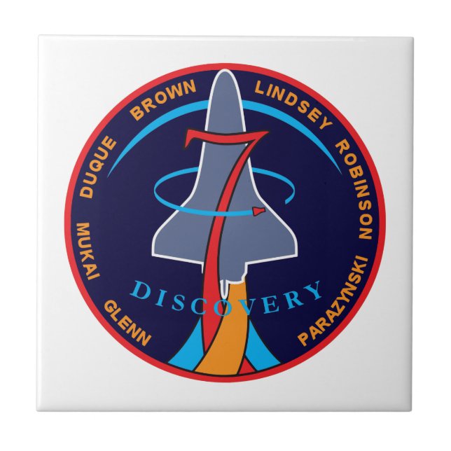 STS-95 Space Shuttle Discovery Mission Patch Logo Ceramic Tile (Front)