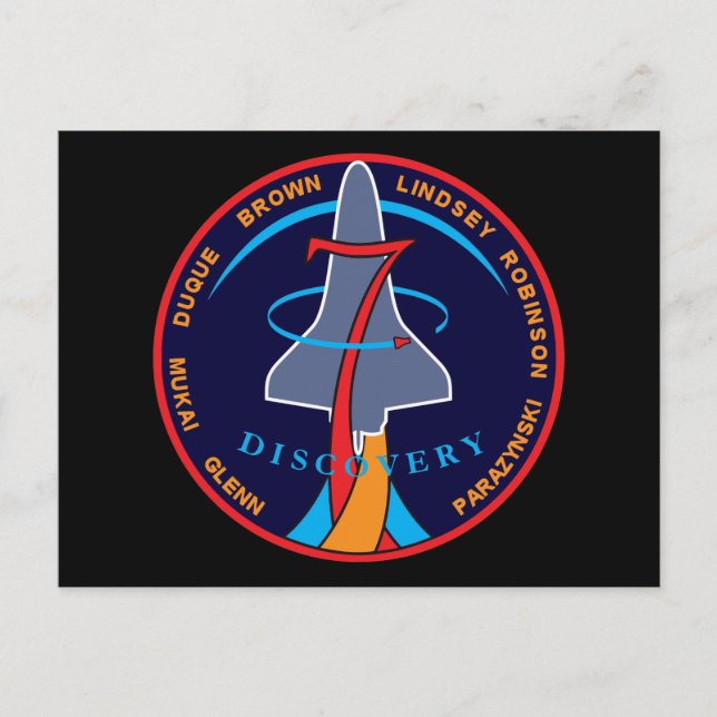 STS-95 Space Shuttle Discovery Mission Patch Postcard (Front)