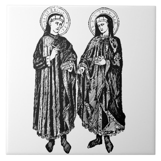 Sts. Cosmas and Damian Patron Saints of Healthcare Ceramic Tile (Front)