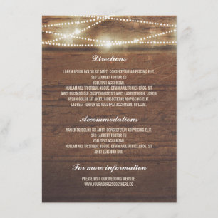 Sttring Lights Rusti Wood Wedding Details Enclosure Card