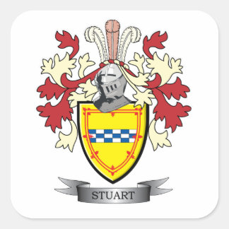 Stuart Family Crest Coat of Arms Square Sticker