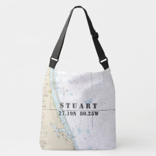 Stuart Florida Latitude Longitude Nautical Theme Crossbody Bag