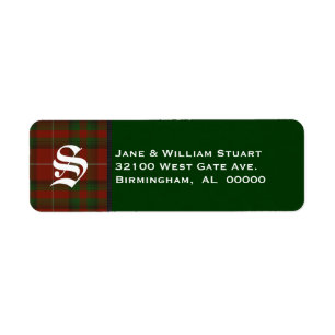 Stuart of Brute Tartan Monogram Address Labels