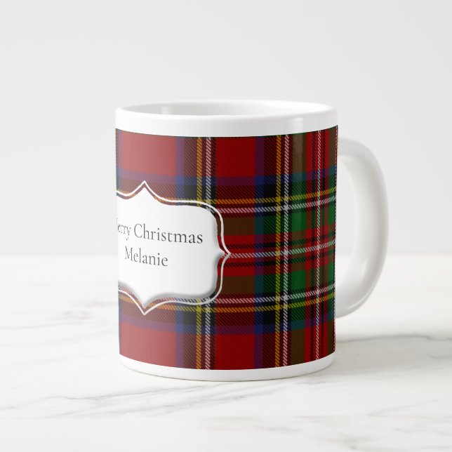 Stuart Plaid Tartan Christmas Large Coffee Mug (Front Right)