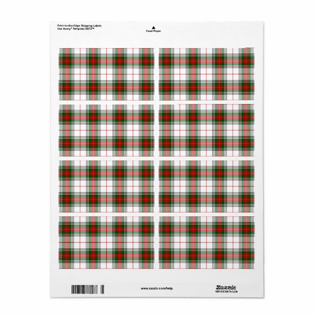 Stuart / Stewart tartan white red green plaid (Full Sheet)