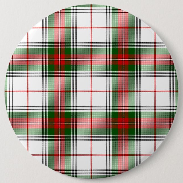 Stuart / Stewart tartan white red green plaid 6 Cm Round Badge (Front)