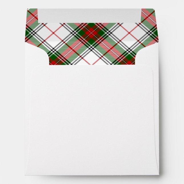 Stuart / Stewart tartan white red green plaid Envelope (Back (Bottom))