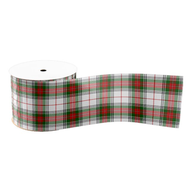 Stuart / Stewart tartan white red green plaid Grosgrain Ribbon (Spool)
