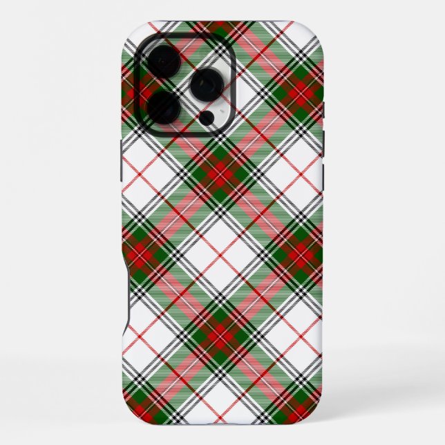 Stuart / Stewart tartan white red green plaid iPhone Case (Back)
