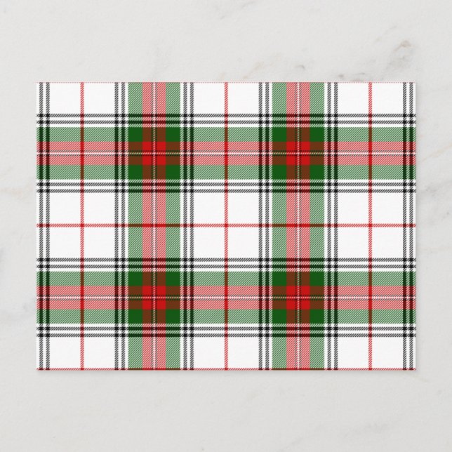 Stuart / Stewart tartan white red green plaid Postcard (Front)