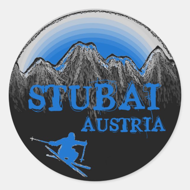 Stubai Austria blue skier stickers (Front)