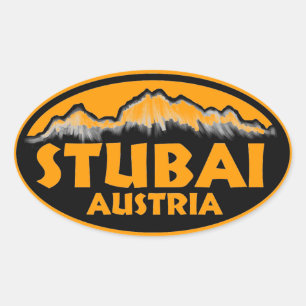 Stubai Austria orange oval stickers