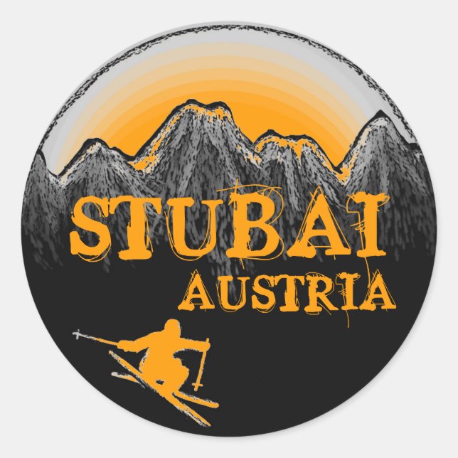 Stubai Austria orange ski stickers (Front)