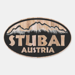 Stubai Austria wooden sign oval stickers