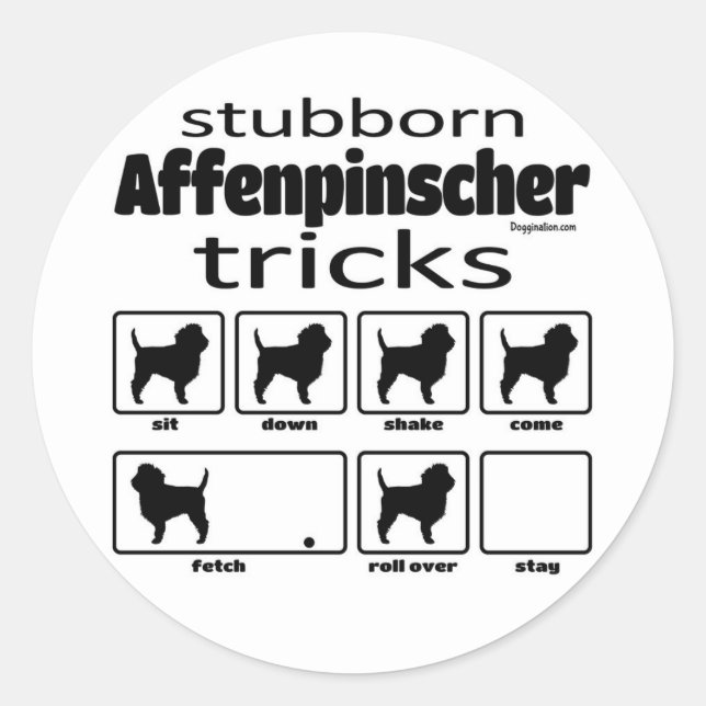 Stubborn Affenpinscher Tricks Classic Round Sticker (Front)