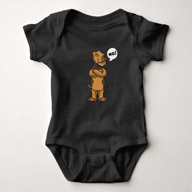 Stubborn Airedale Terrier Dog Baby Bodysuit (Front)