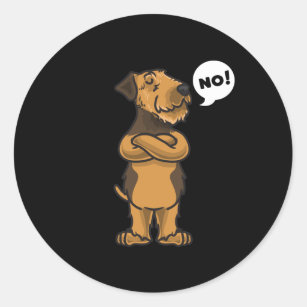 Stubborn Airedale Terrier Dog Classic Round Sticker