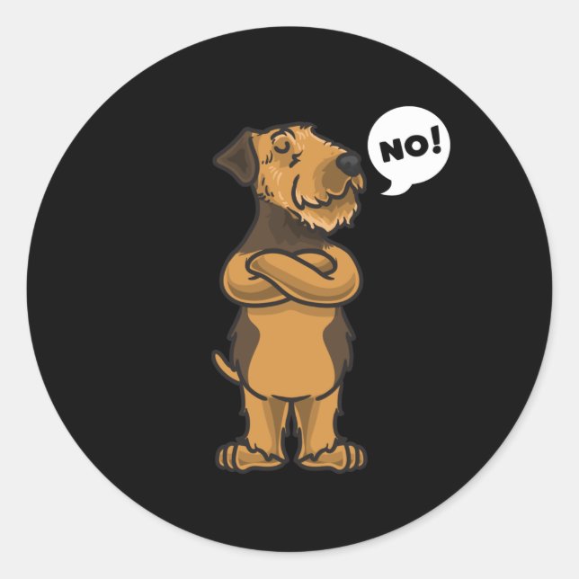 Stubborn Airedale Terrier Dog Classic Round Sticker (Front)