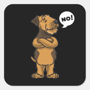 Stubborn Airedale Terrier Dog Square Sticker