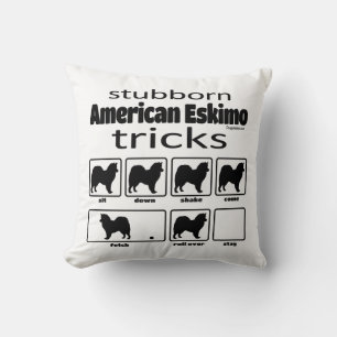 Stubborn American Eskimo Tricks Cushion