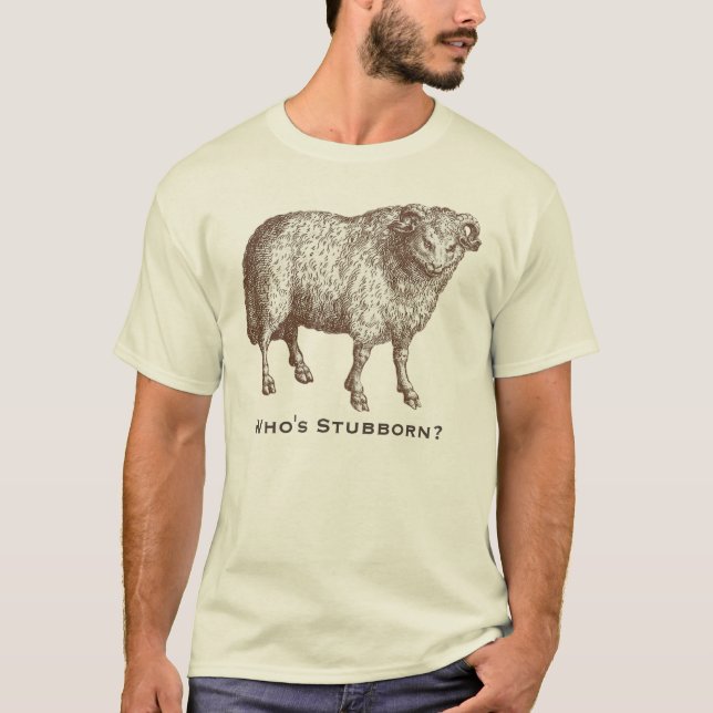 Stubborn as a Ram T-Shirt  with Antique Engraving (Front)