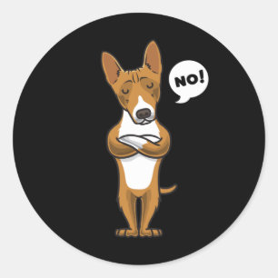 Stubborn basenji dog funny classic round sticker