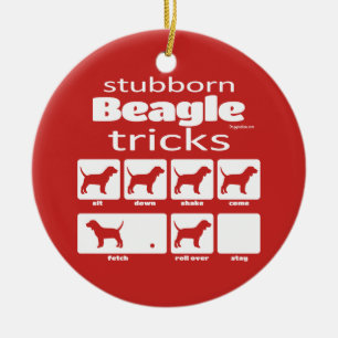 Stubborn Beagle Tricks Ceramic Ornament