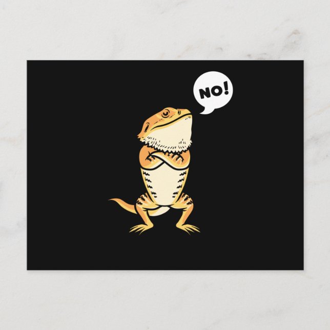 Stubborn Bearded Dragon Pogona Reptile Lizard Postcard (Front)