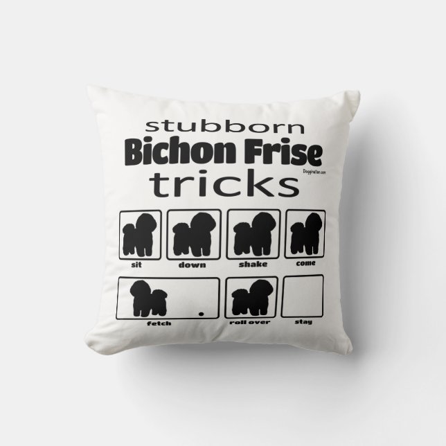 Stubborn Bichon Frise Tricks Cushion (Front)