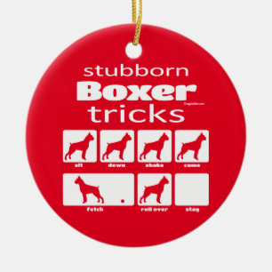 Stubborn Boxer Tricks Ceramic Ornament
