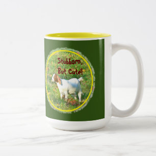 "Stubborn But Cute" (Goat Photo) Two-Tone Coffee  Mug