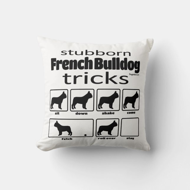 Stubborn French Bulldog Tricks Cushion (Front)