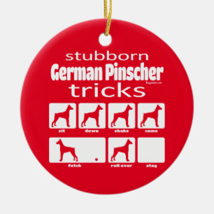 Stubborn German Pinscher Tricks Ceramic Ornament