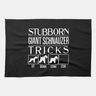 Stubborn Giant Schnauzer Tricks, Funny Giant Schna Tea Towel