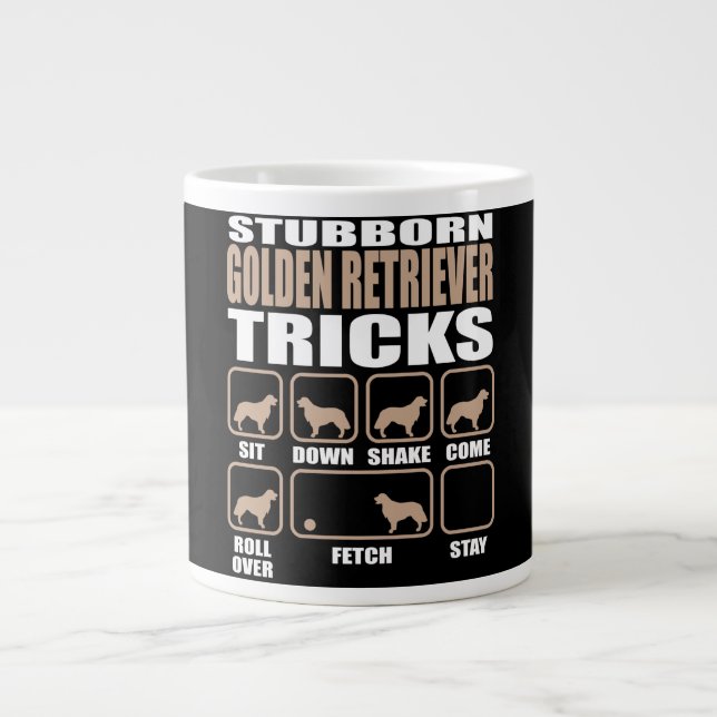 Stubborn Golden Retriever Tricks design Large Coffee Mug (Front)