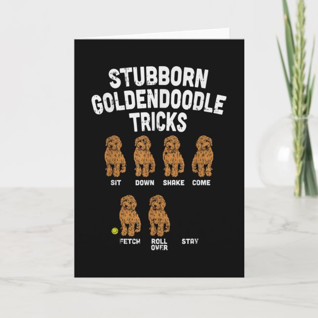 Stubborn Goldendoodle Tricks Funny Dog Trainer Mom Card (Front)