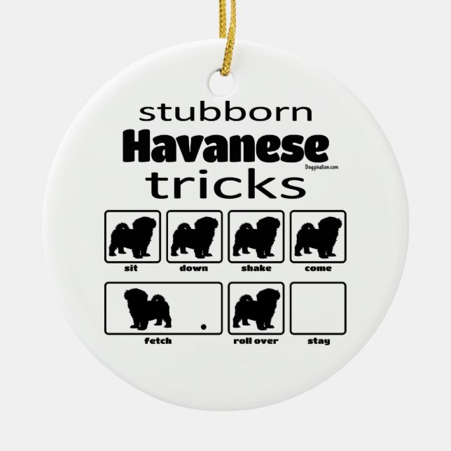 Stubborn Havanese Tricks Ceramic Ornament (Front)